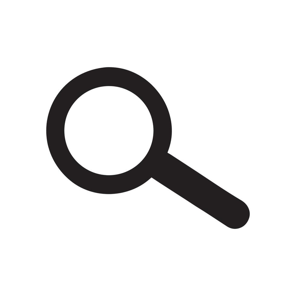 Magnifying glass silhouette icon for search and analysis vector
