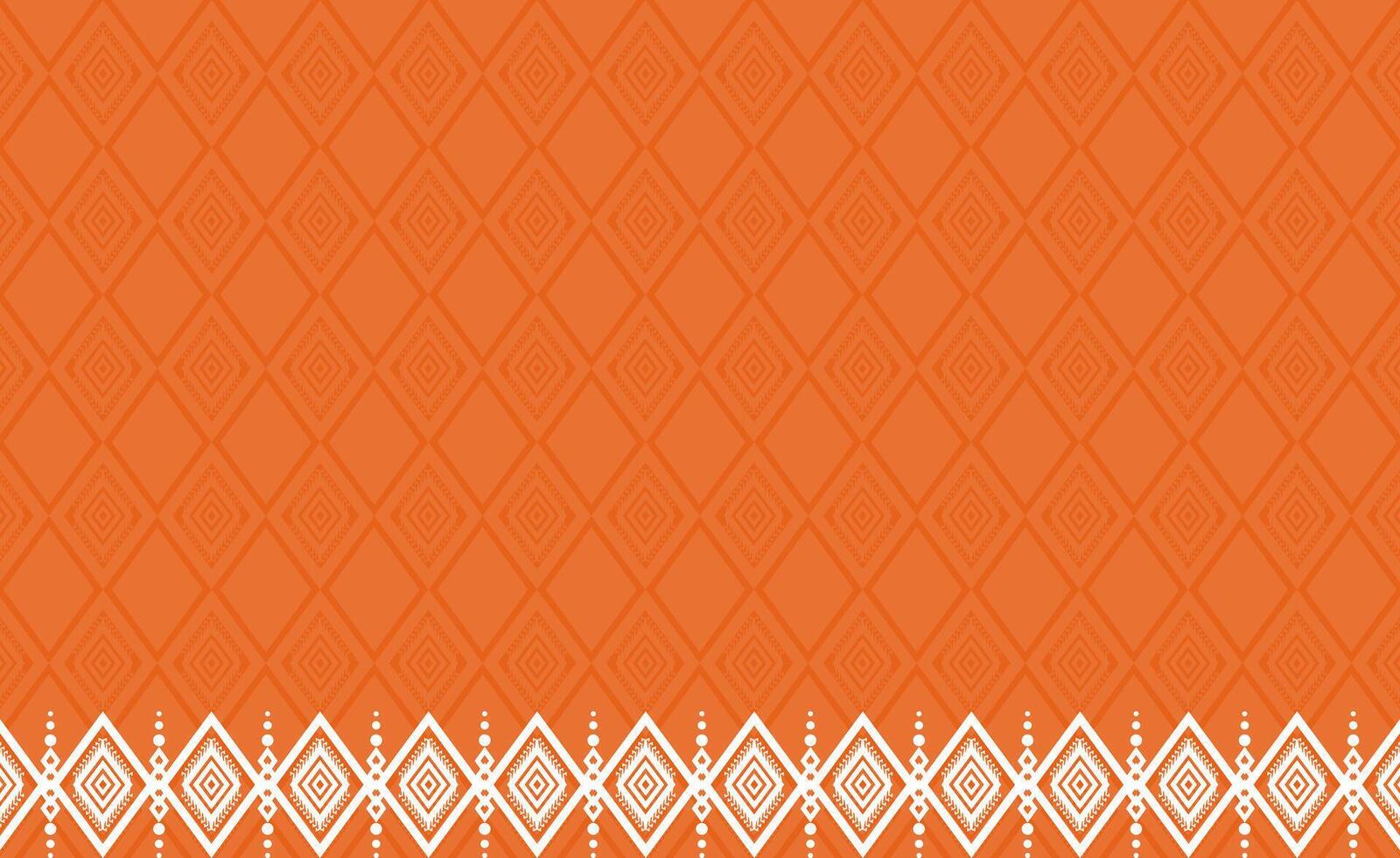 Orange pattern fabric in Lao silk style, ikat pattern, white pattern and orange background, vector