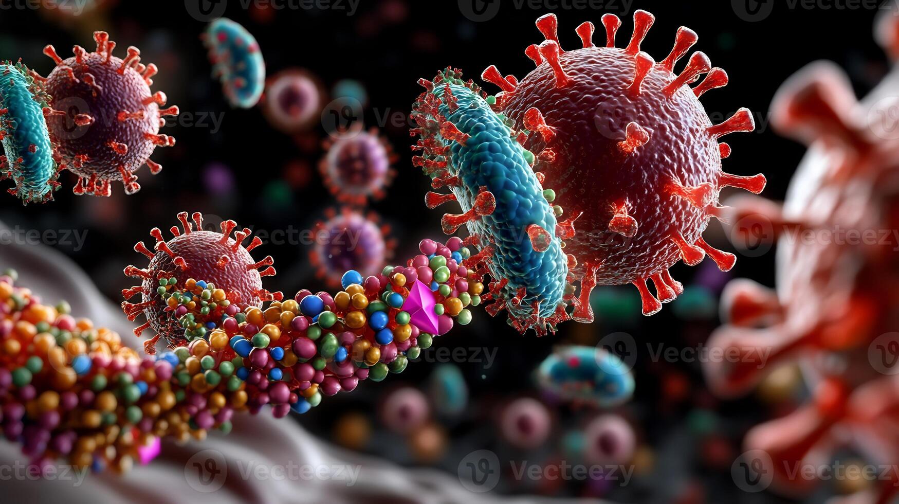 Vibrant Defense System Visual of a Dynamic Cellular Interaction photo