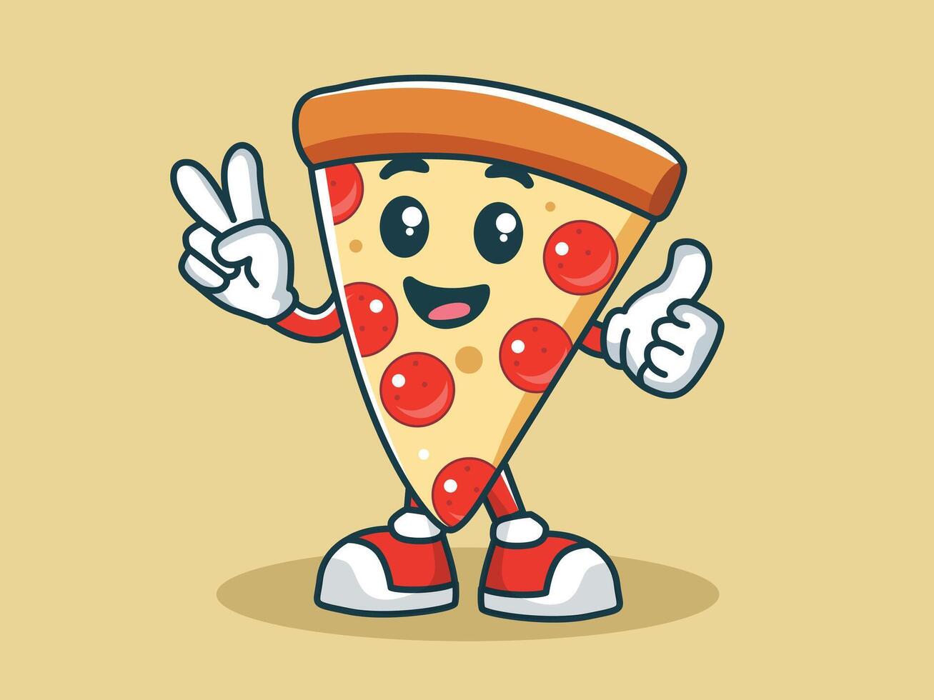 happy cartoon pizza character vector