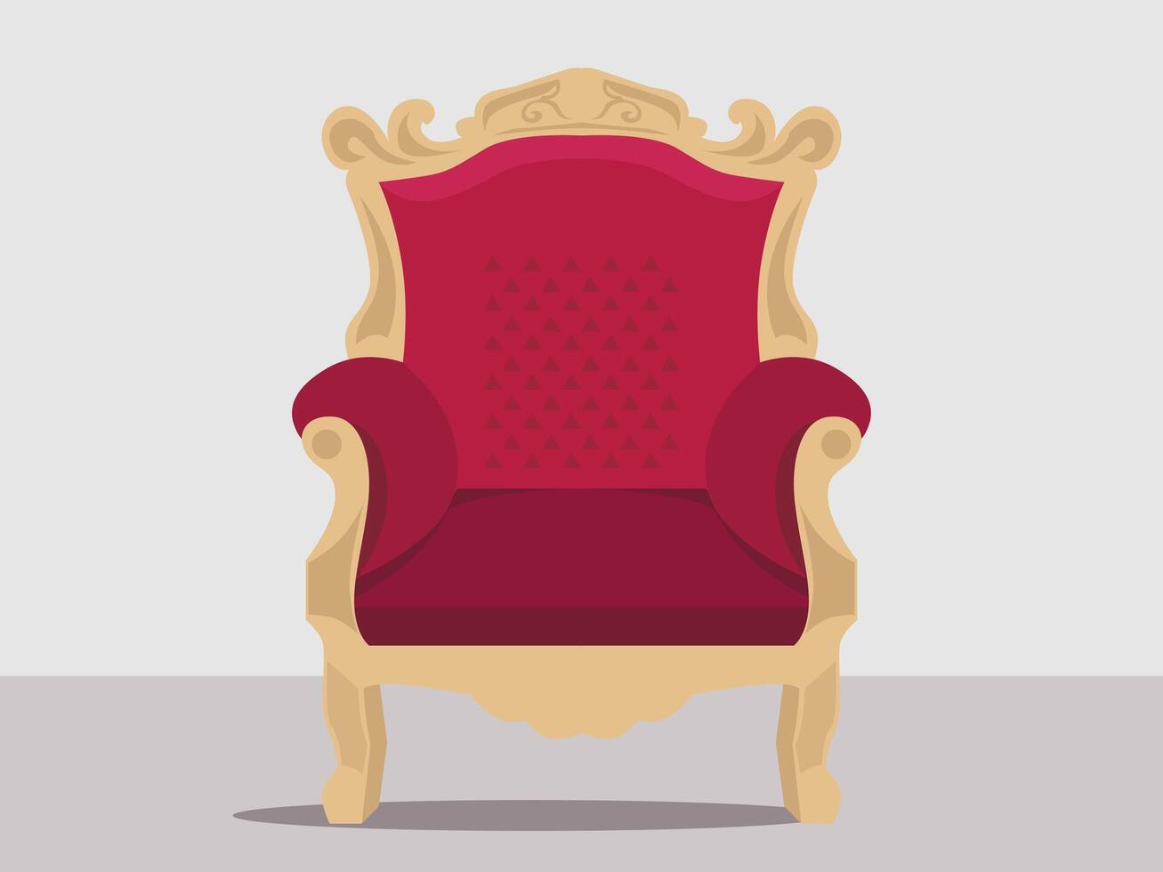 Elegant red armchair with golden accents vector