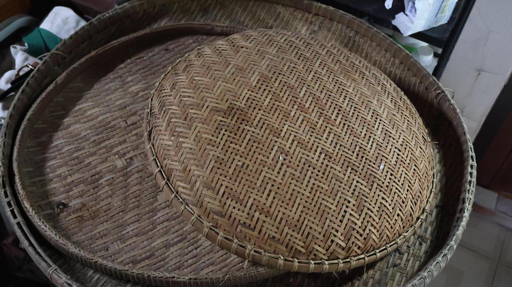 Handwoven Bamboo Trays for Food and Items photo