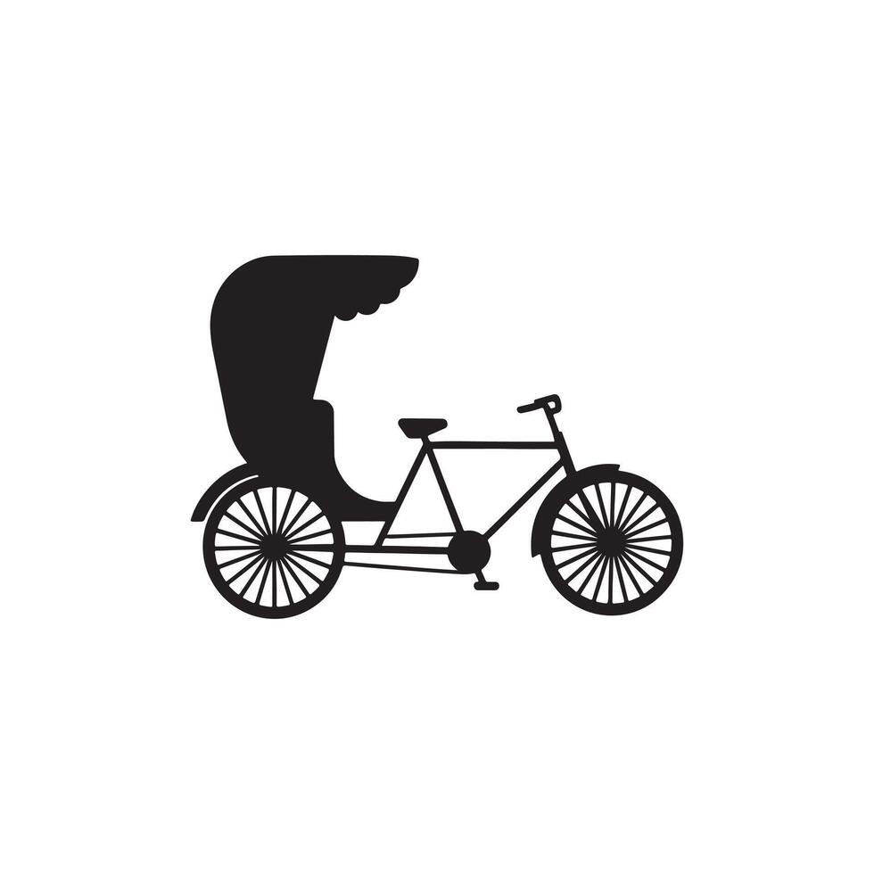 a black and white illustration of a rickshaw vector