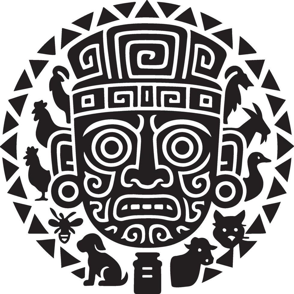the aztec symbol is a black and white image vector