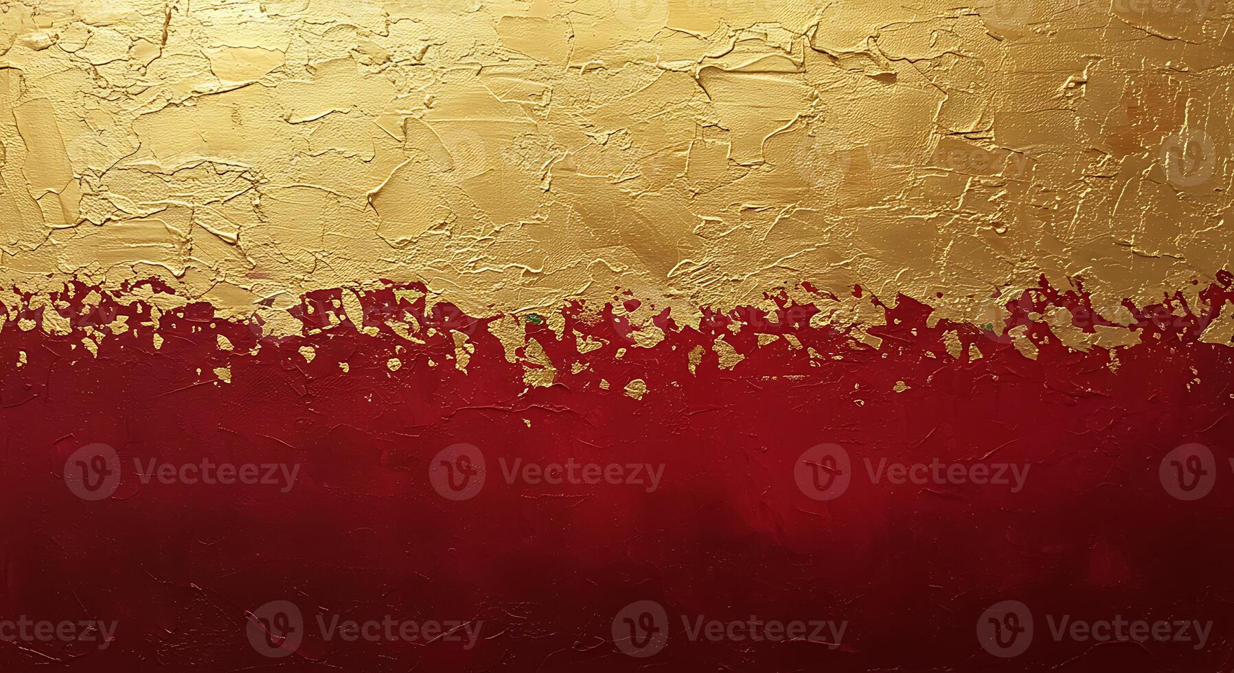 Textured Gold and Red Abstract Painting with Brushstroke Details photo