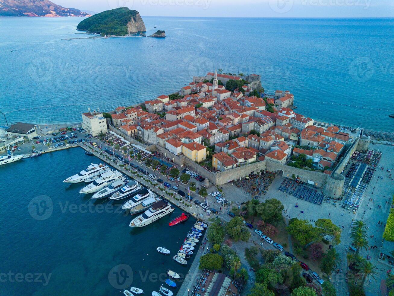 Port for Excursions on Adriatic Sea Near St Stevan Island at Budva photo