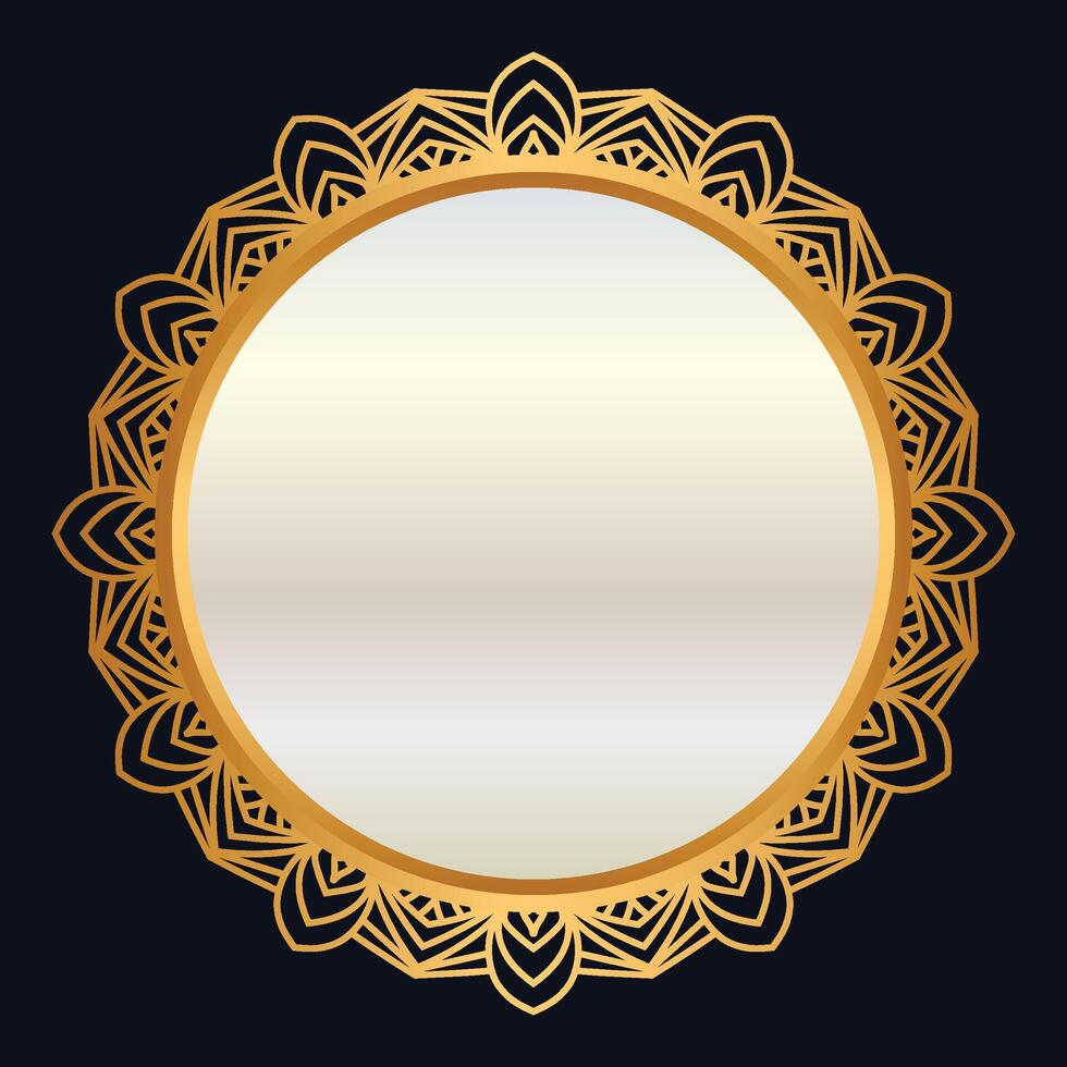 Golden circle frame text box with gold award ribbon icon anniversary badge vector