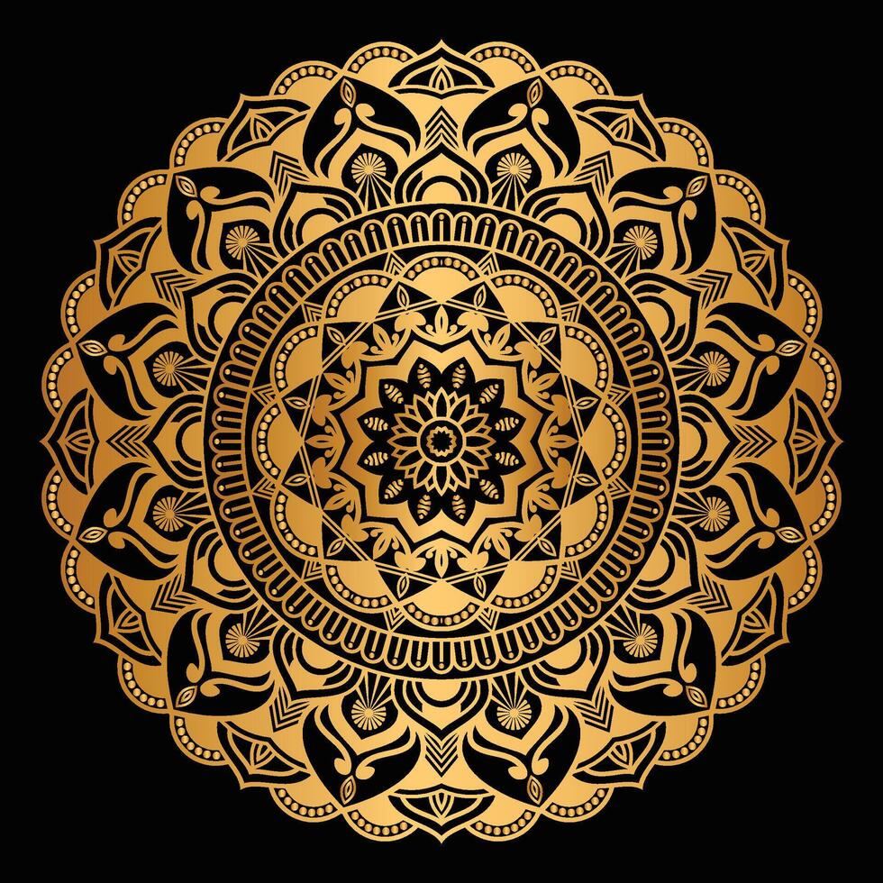 Ethnic Luxury Mandala Golden Art Rangoli Transparent Background Islamic Pattern Arabesque For Diwali Invitation Card vector