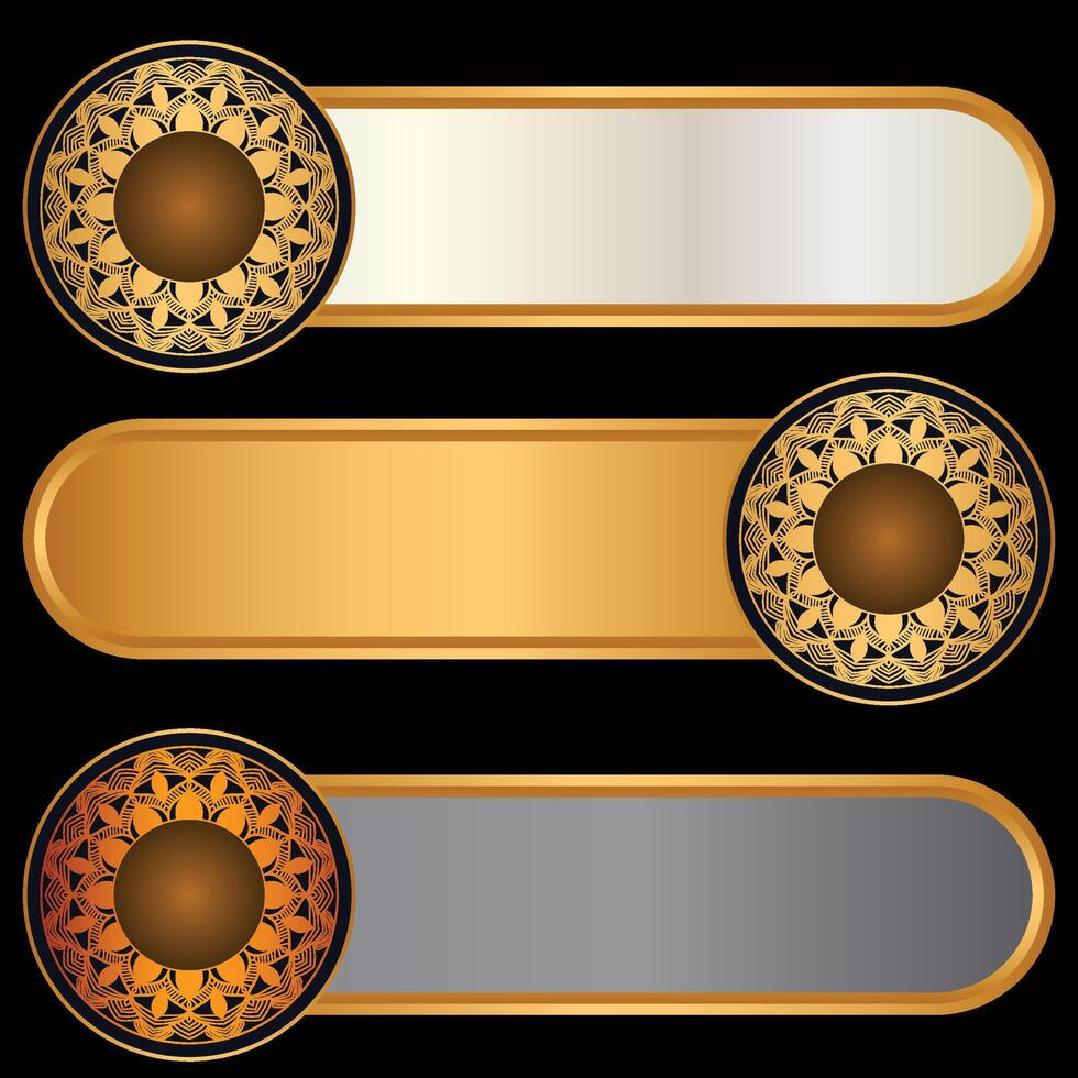 Golden Arabic Banner Islamic Frame With Geometric Pattern Text Box Title vector