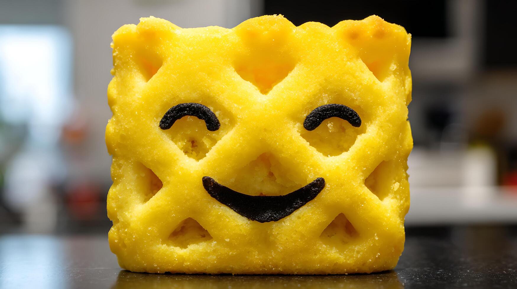 Sweet Yellow Treat With a Happy Face Decoration. photo