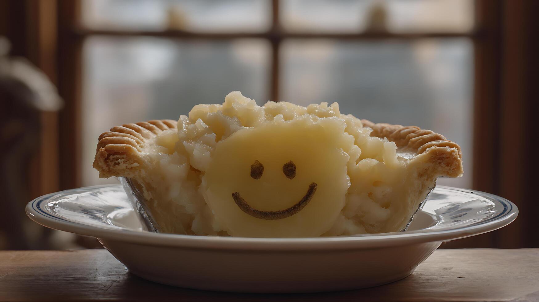 A Delicious Pie with a Happy Smiley Face on Top. photo