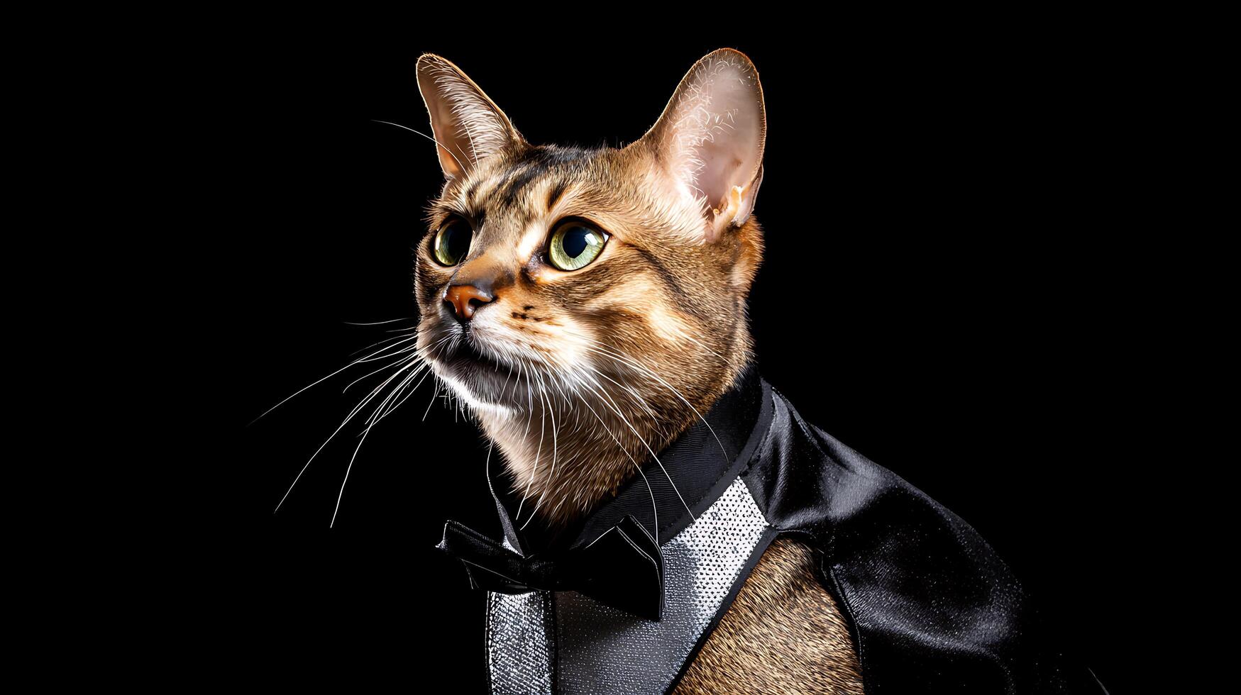 Dapper Cat in Tuxedo, Ready for a Fancy Evening Gala. photo