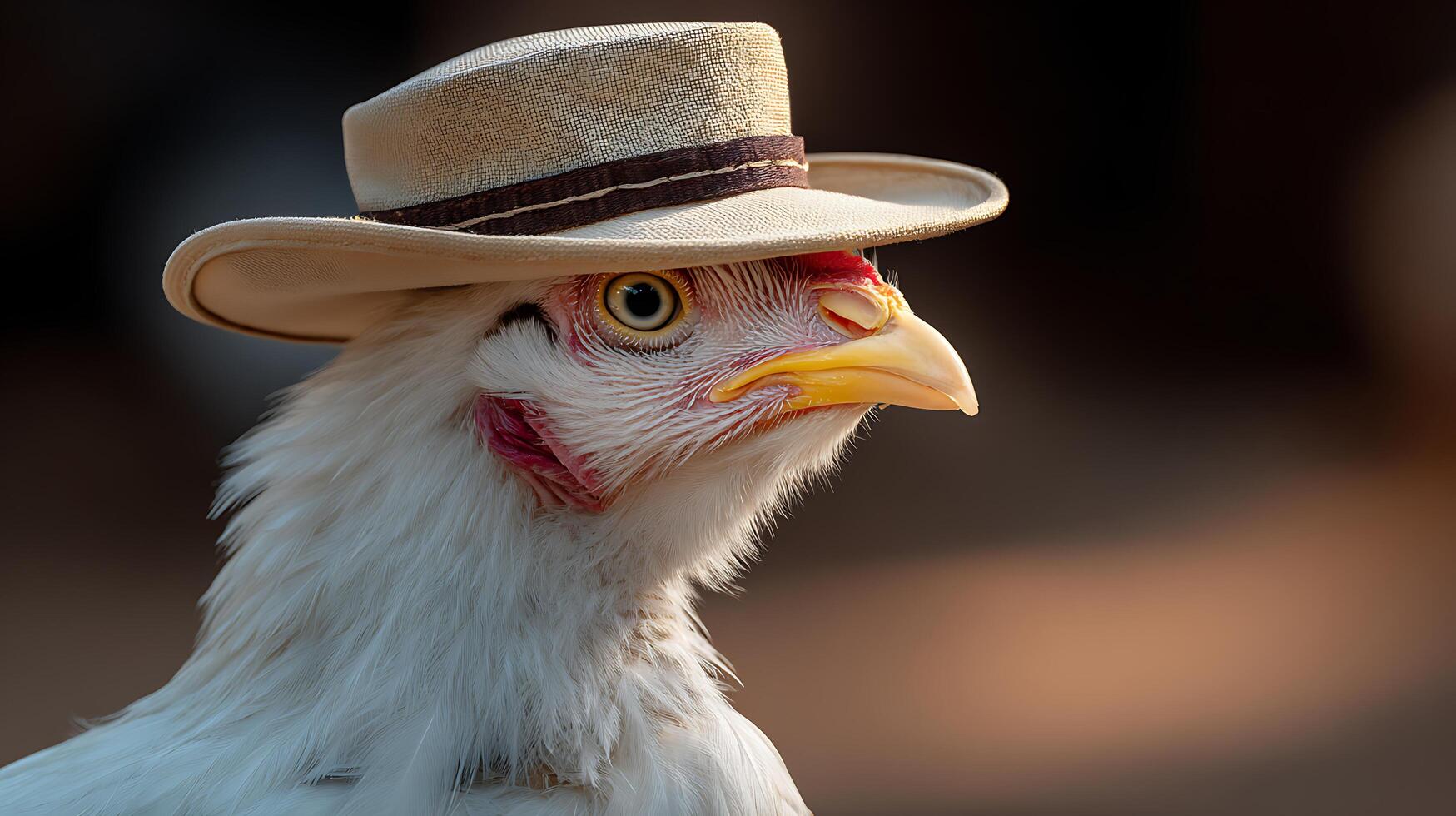 A Dapper Chicken Makes a Stylish Appearance in a Hat. photo