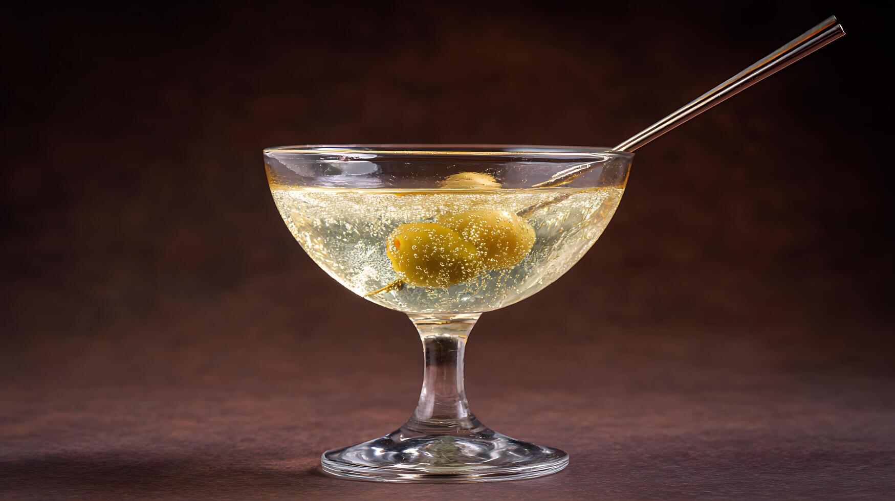 Refreshing Gin Martini with Two Olives and a Stirrer. photo