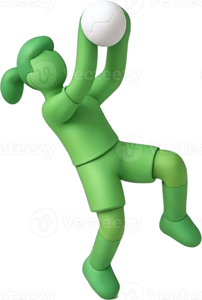 3D Cartoon Soccer Player Running with Arms Outstretched. png
