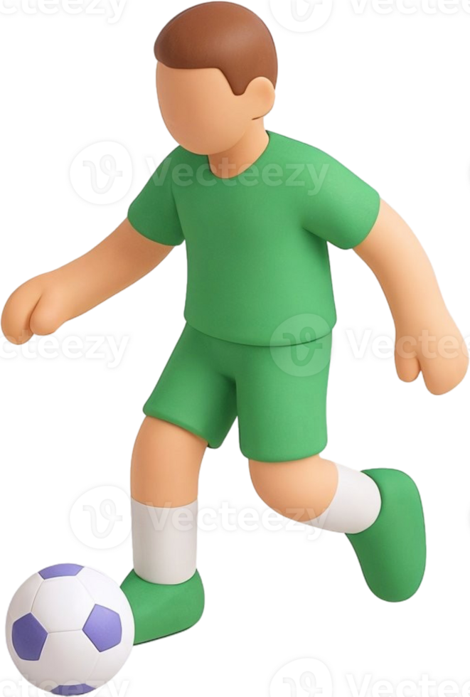 Cartoon Soccer Player in Action with Green Uniform and White Socks png
