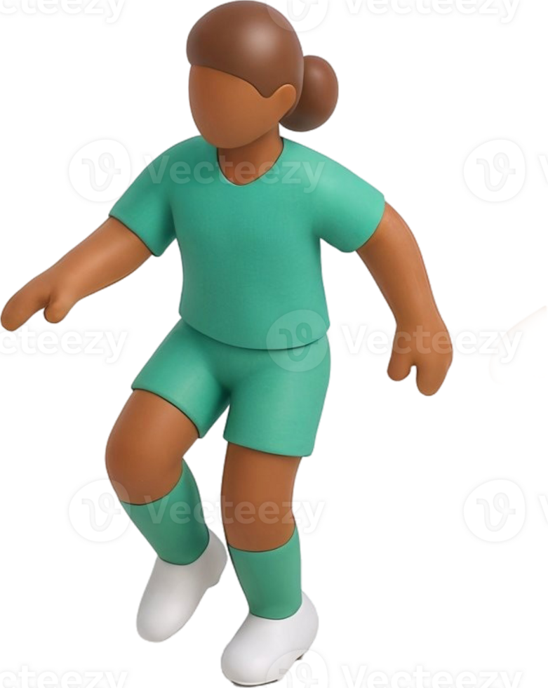 3D Rendered Soccer Player in Green Uniform Dynamic Pose Isolated. png