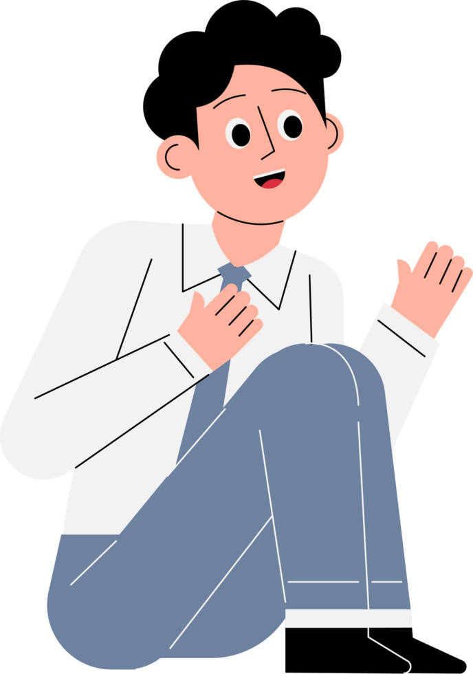 Boy sitting on floor confused png