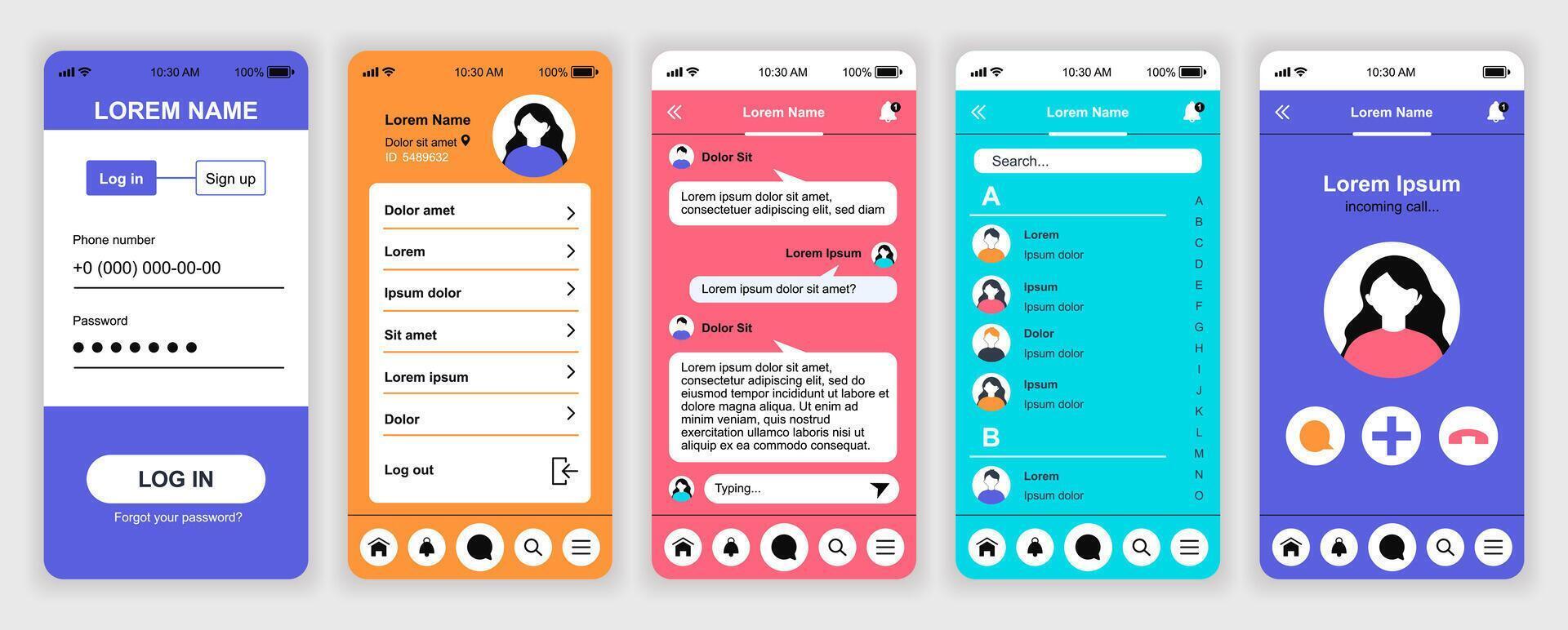 Mobile app user interface designs vector