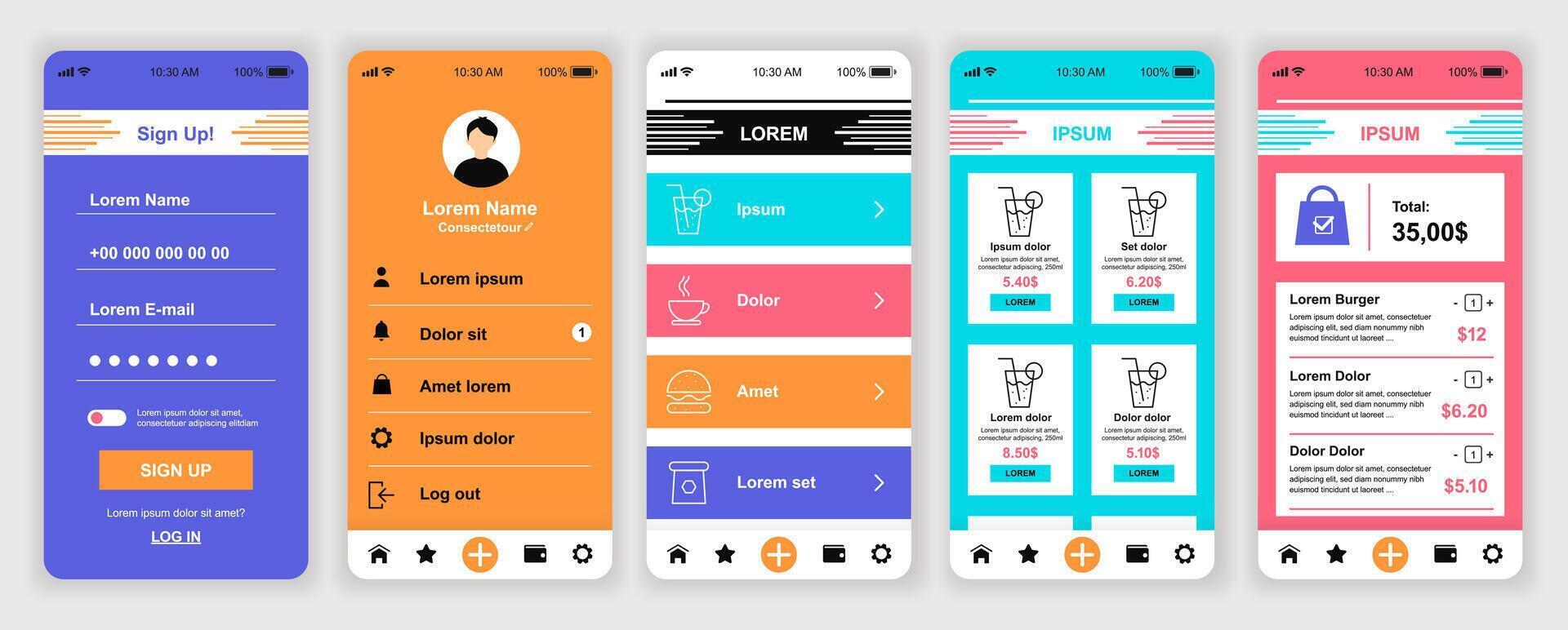 Mobile app interface design examples vector