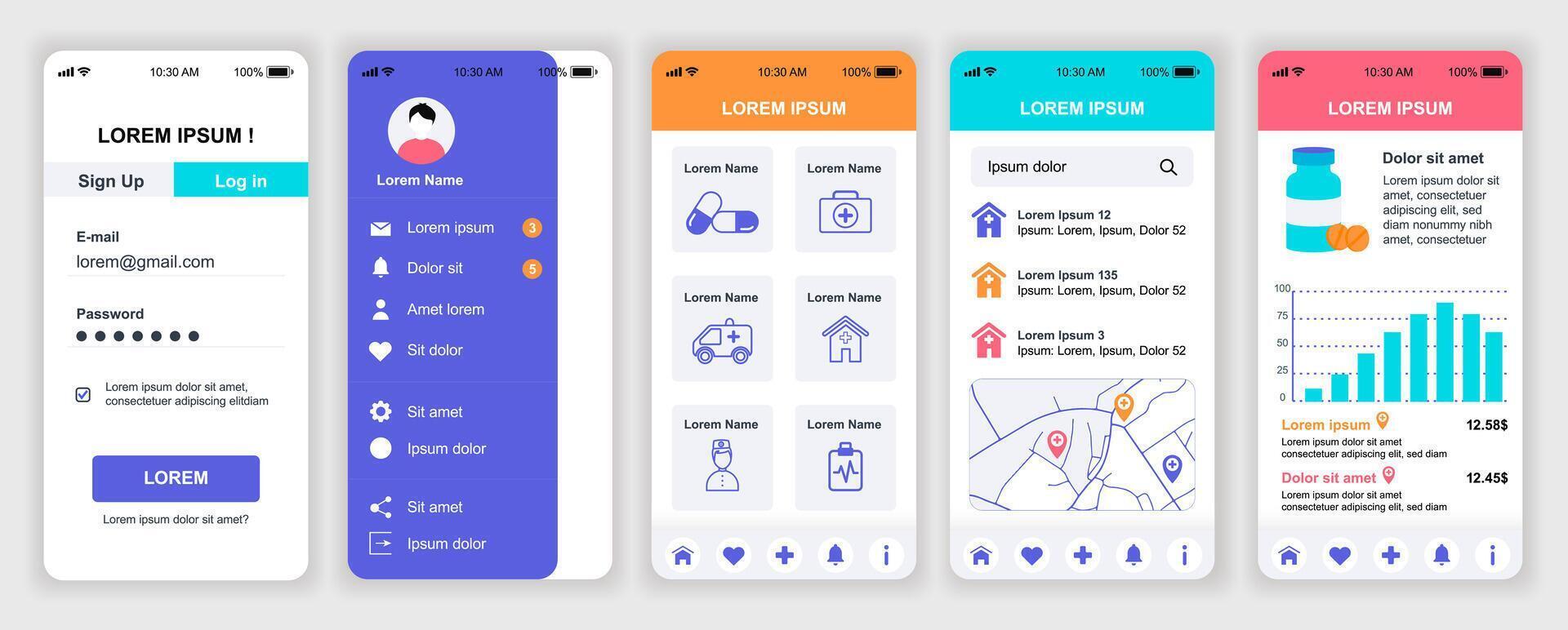 Mobile app interface design overview vector