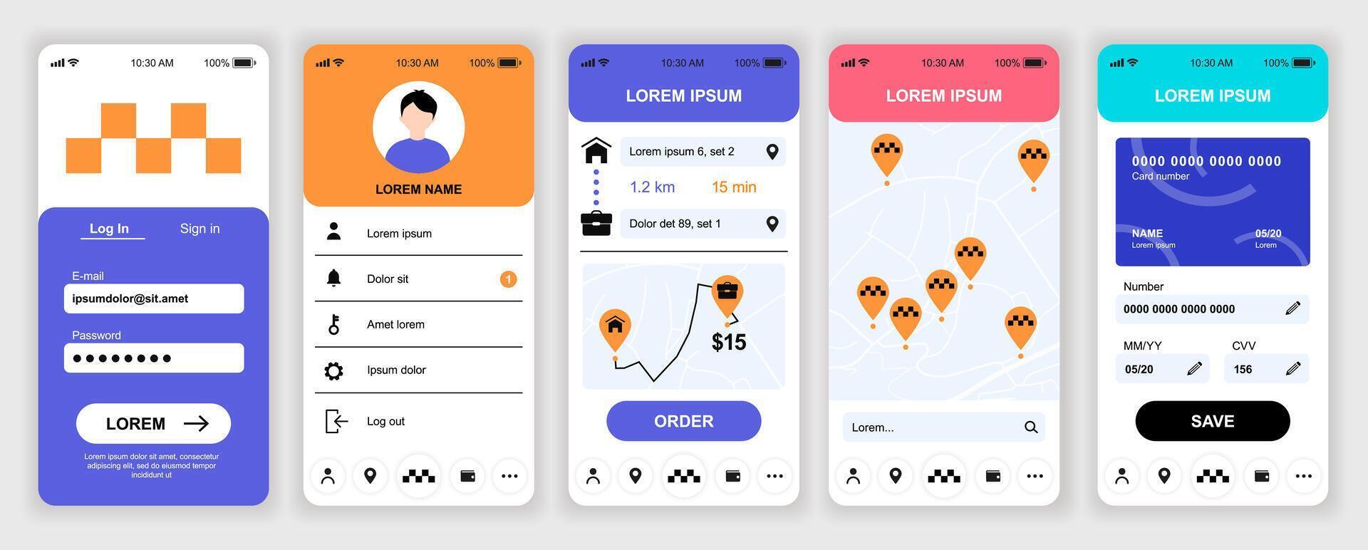 Mobile app interface design examples vector