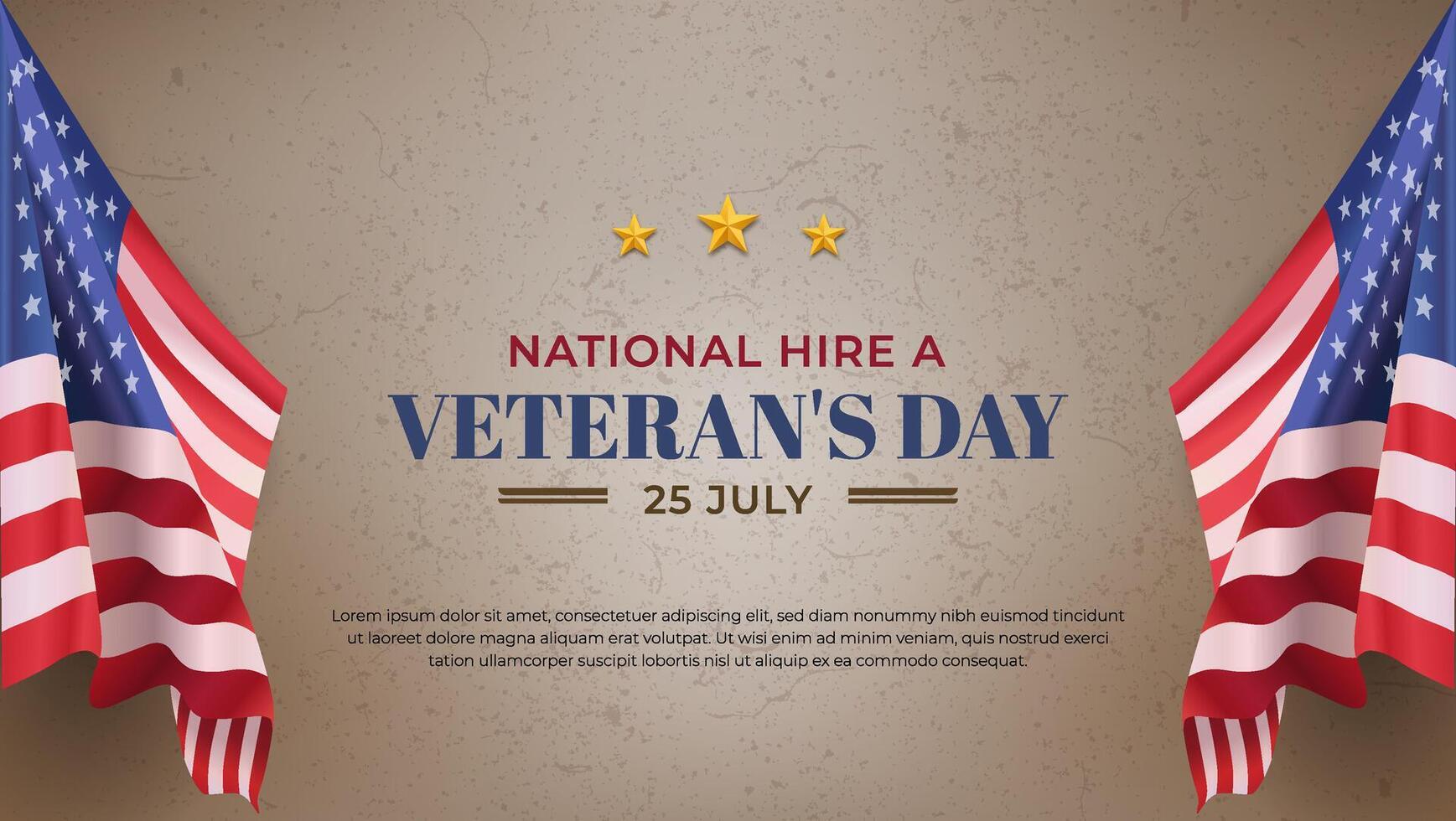 National Hire a Veteran's Day flags vector