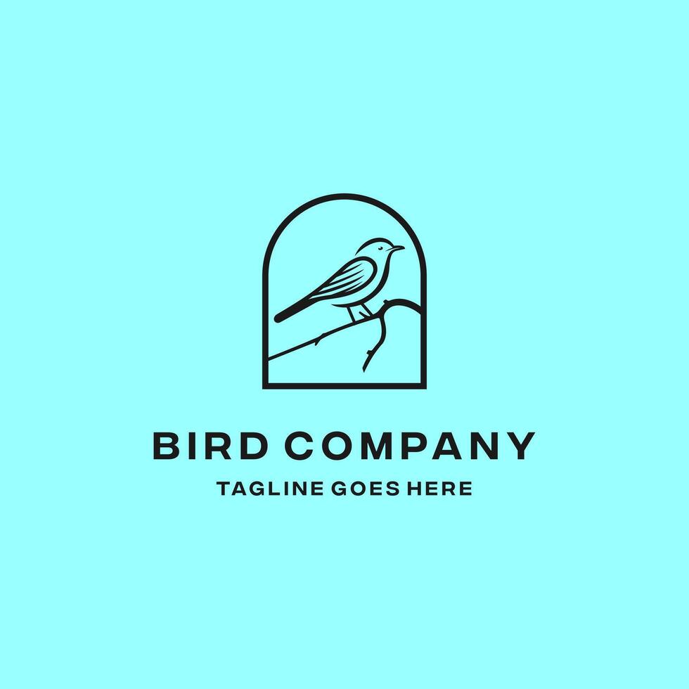 Bird Logo Colored Background Line Art vector