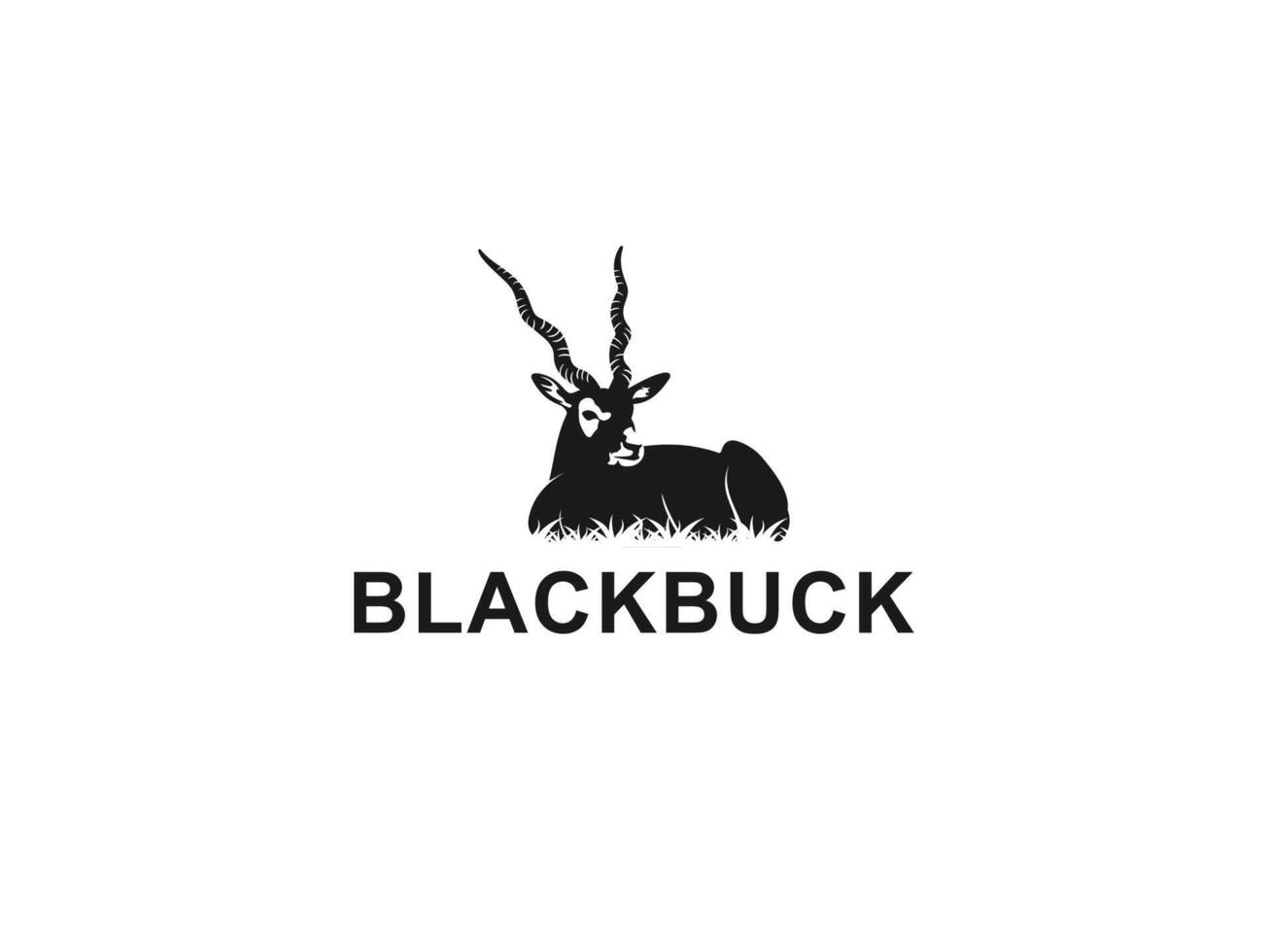 Blackbuck Black Mammal Animal Emblem Logo Design Silhoutte vector