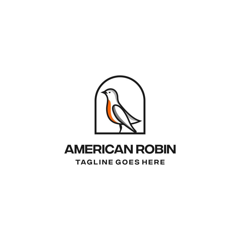 American Robin Line art Silhoutte vector