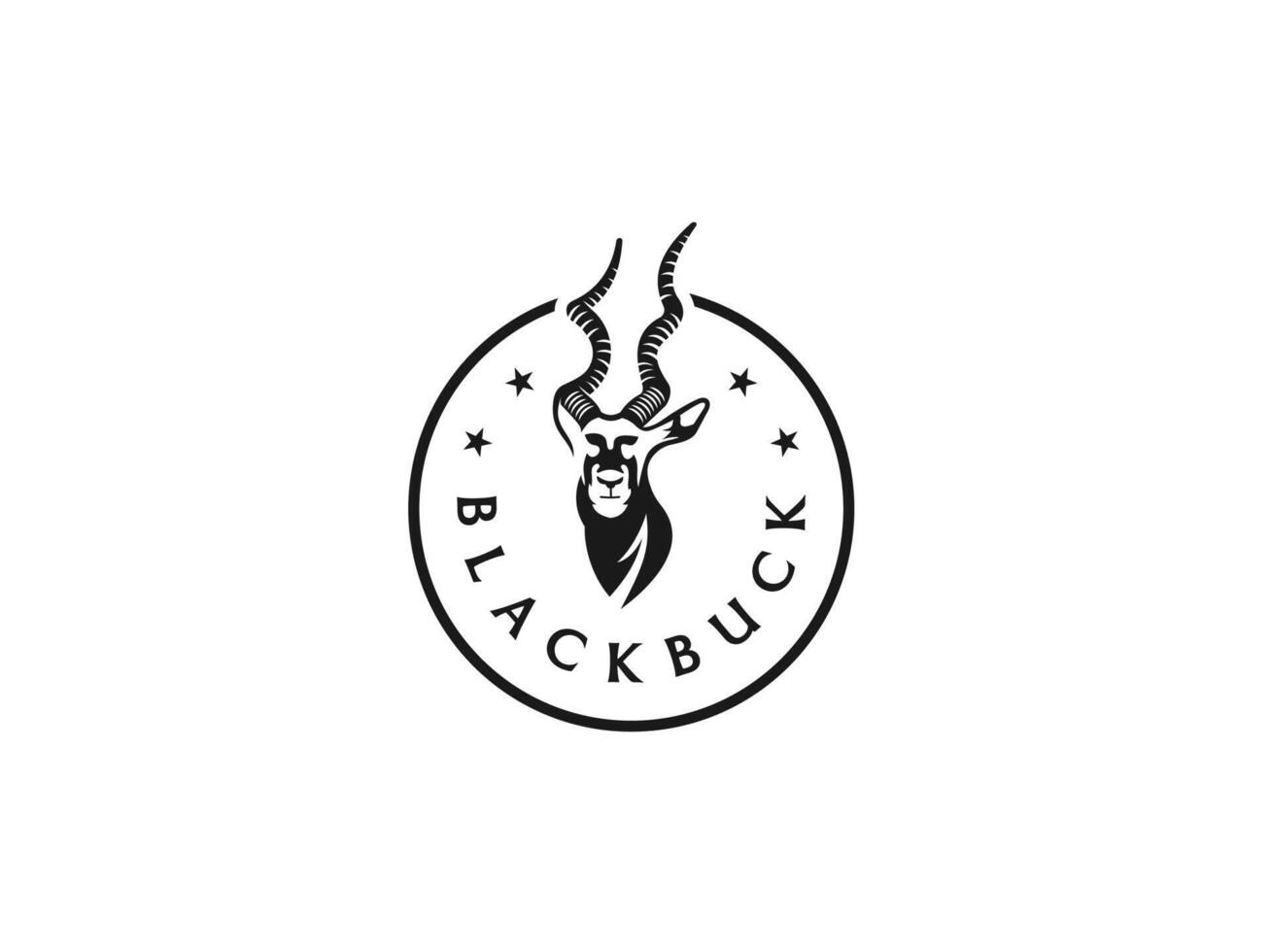 Blackbuck Black Mammal Animal Emblem Cirlce Inspiration Logo Design Silhoutte vector