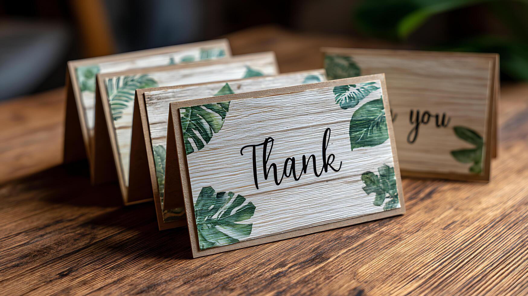 Thank cards with tropical leaves photo