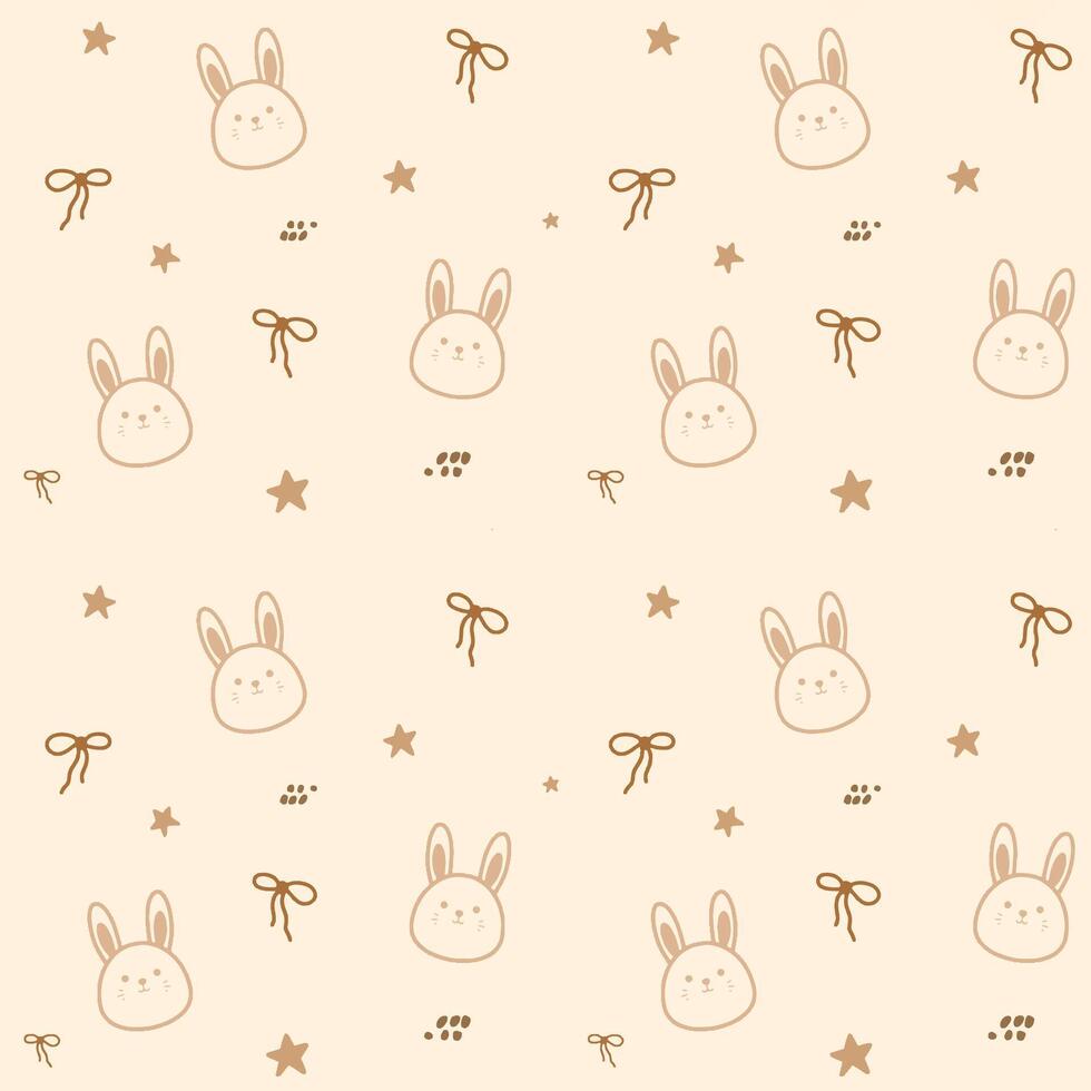 cute aesthetic rabbit and ribbon seamless pattern for kids vector