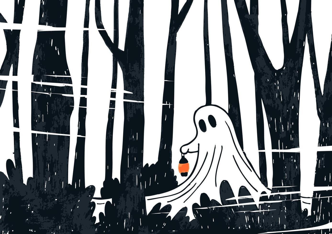 Mystic and whimsical poster in grunge style. Halloween and spooky art vector