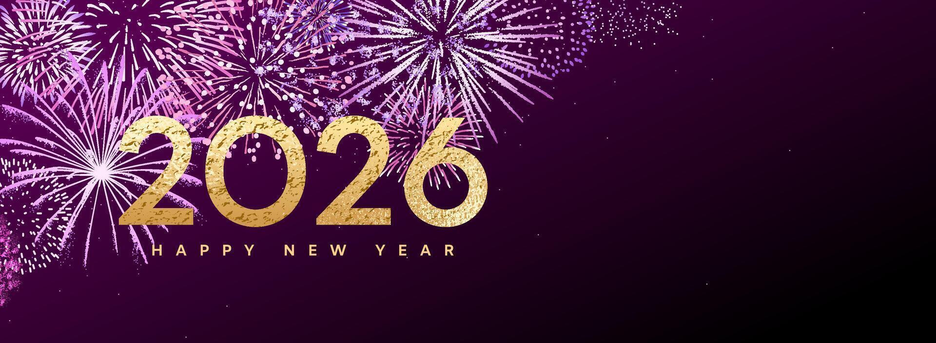 2026 fireworks banner, New Year background with copy space vector