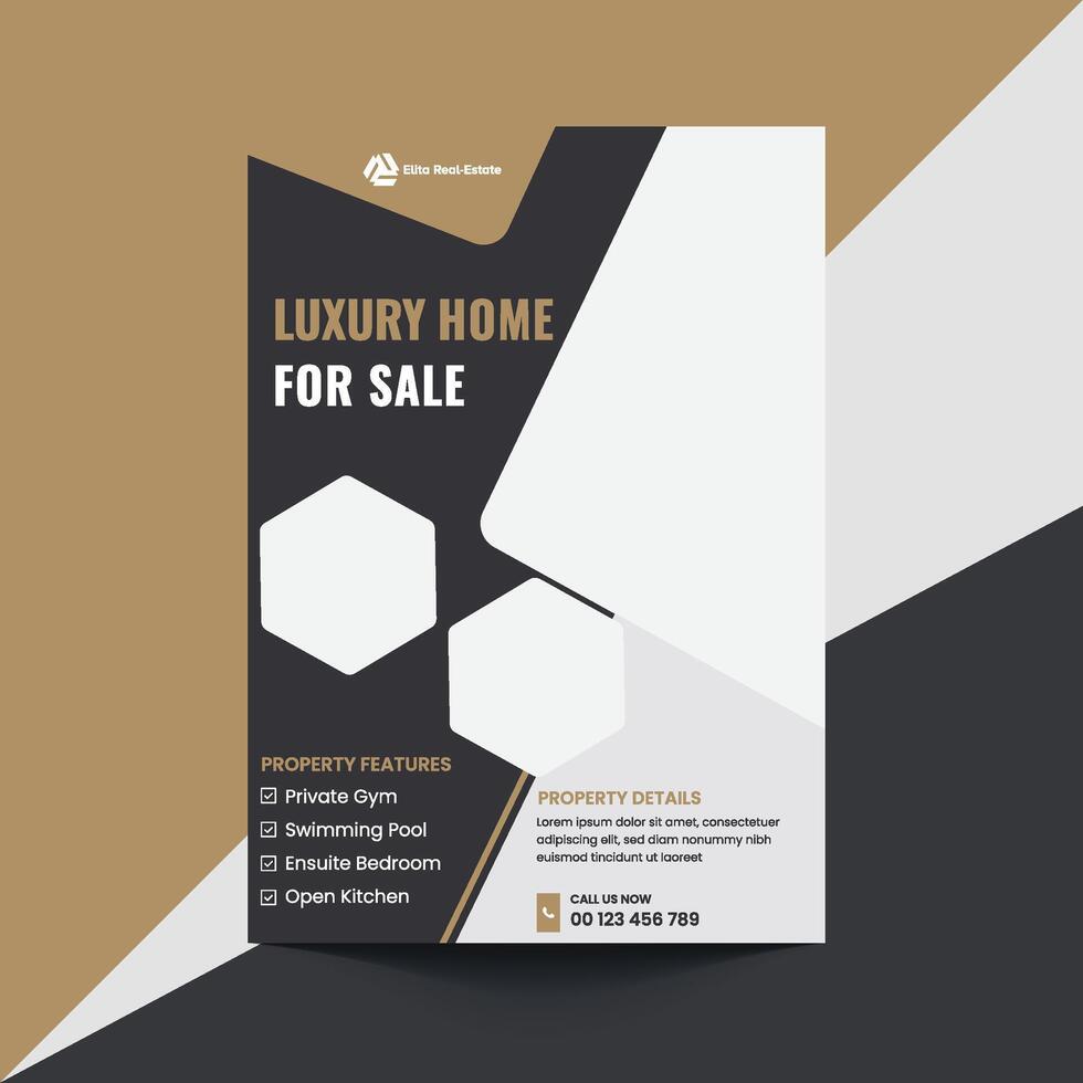 Luxury home flyer with property features vector
