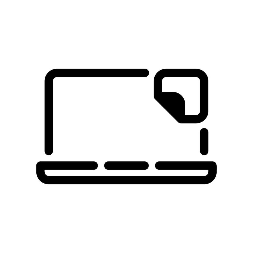 Laptop Screen with a Note and a Peeled Corner Sticker vector