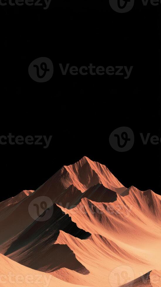 Dramatic Mountain Range Silhouette with Dark Background and Warm Lighting for Use in Composites and Designs photo