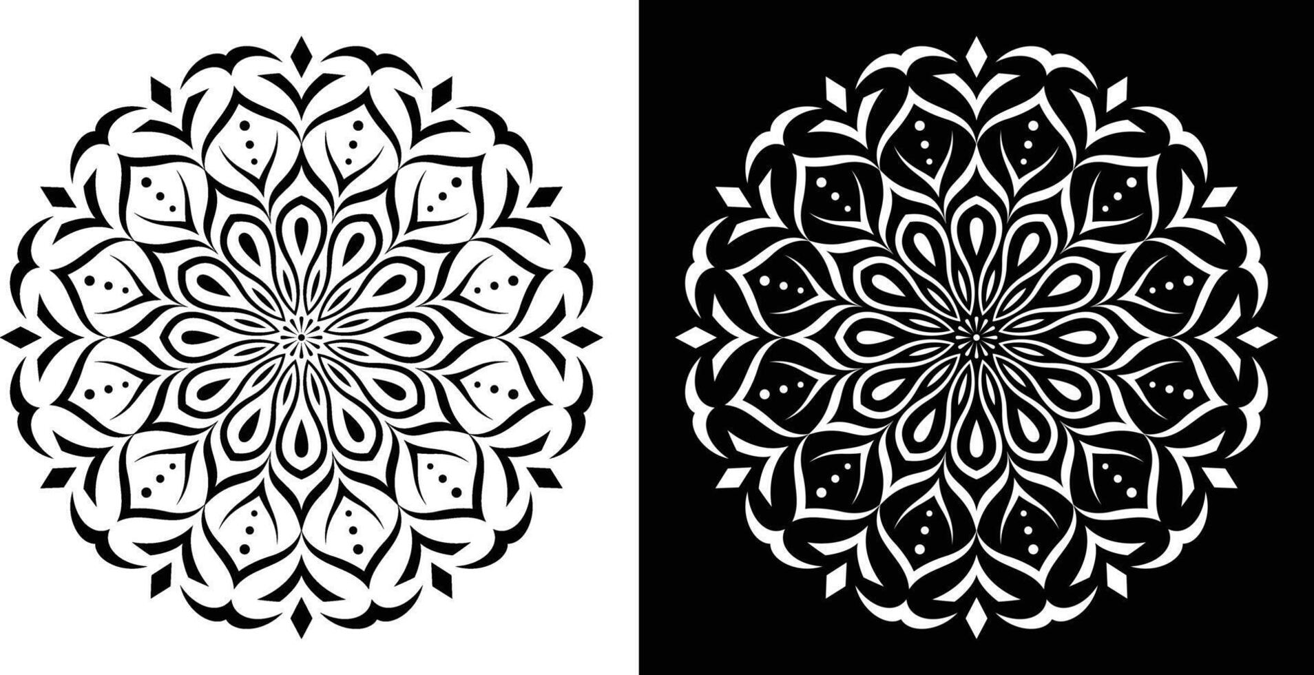 Intricate Black and White Mandala Art on Contrasting Backgrounds vector