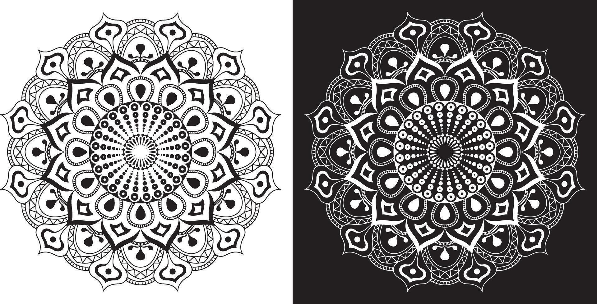 Beautifully Detailed Mandala Art with Reversed Color Effects vector