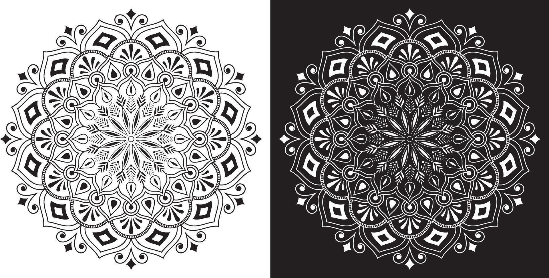 Artistic Black and White Mandala on Light and Dark vector