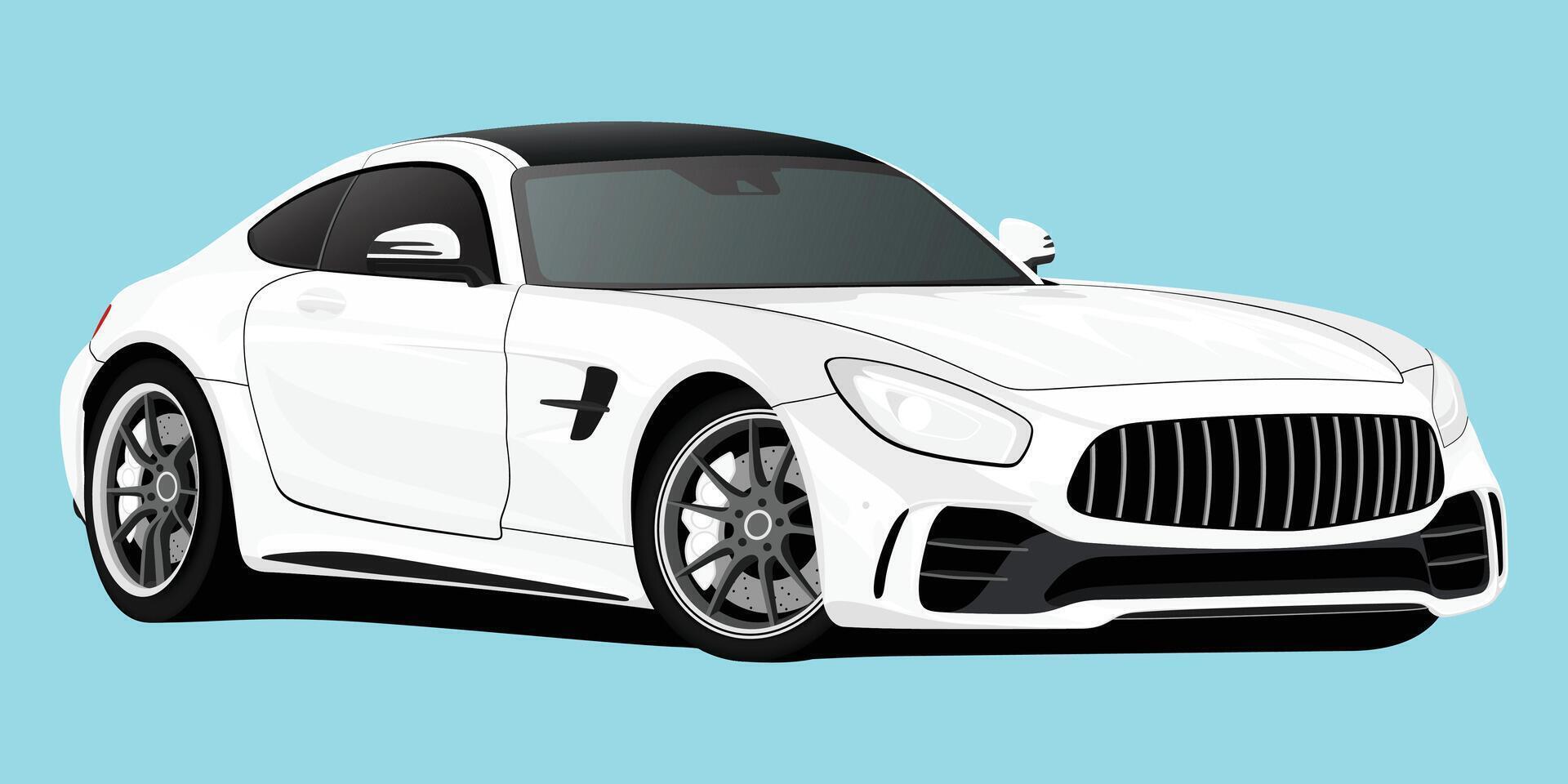 Professional white car illustration design with roof down, perfect for vehicle ad or lifestyle illustration vector