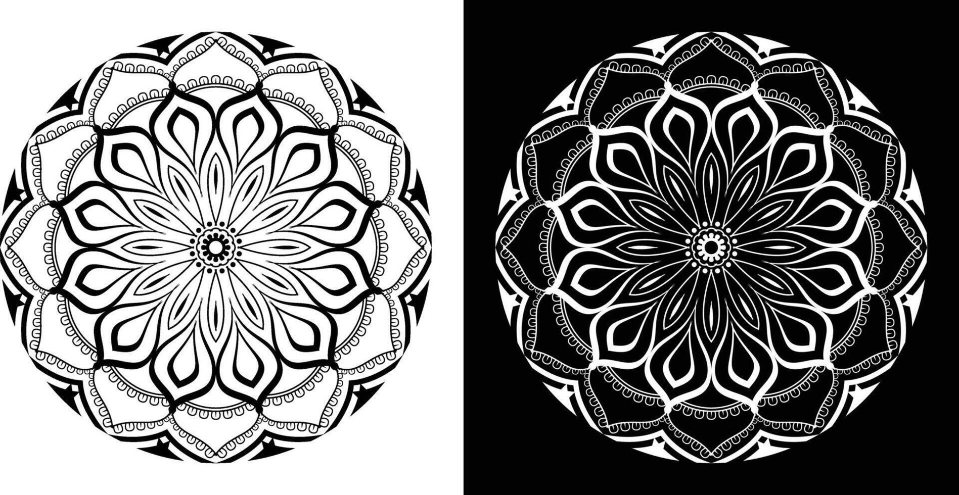 Harmonious Mandala Art with Contrasting Light and Dark Themes vector