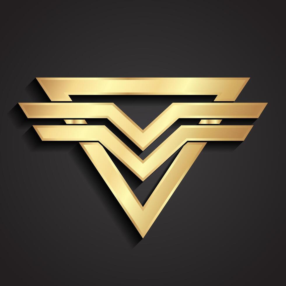 golden triangular logo design vector