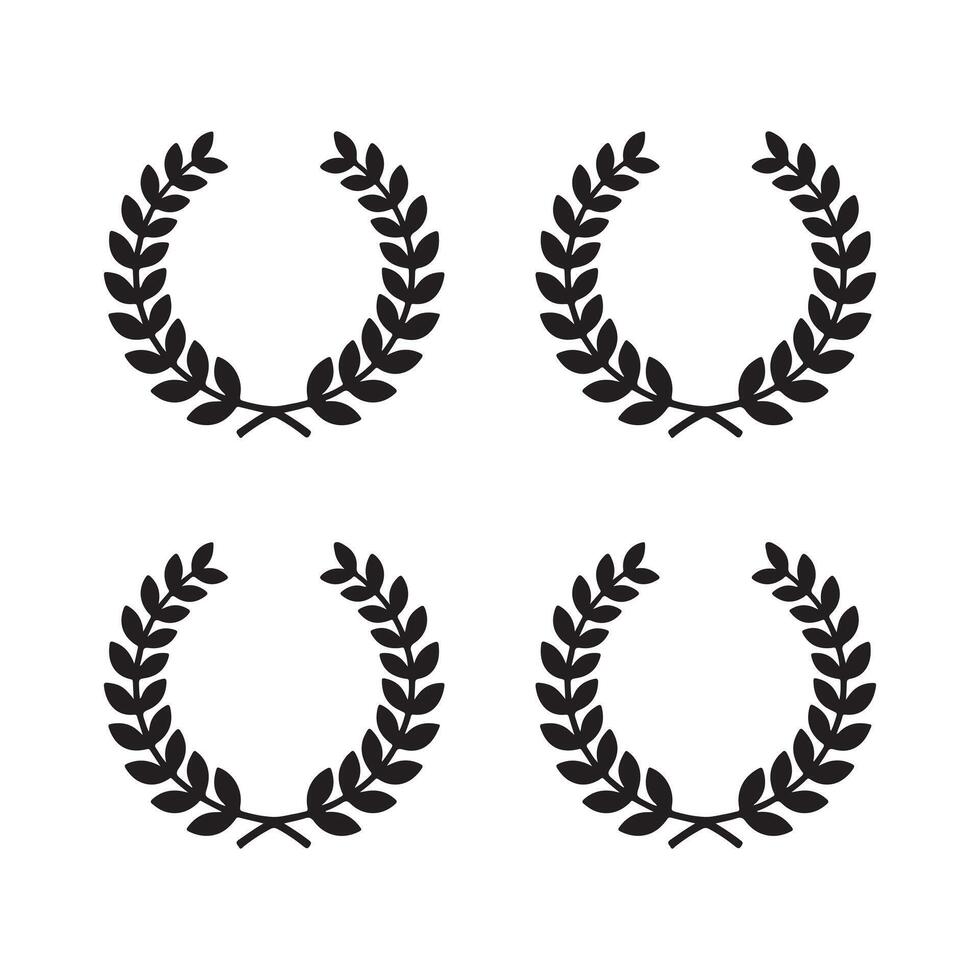 Collection of Circular Laurel Wreath Silhouettes vector