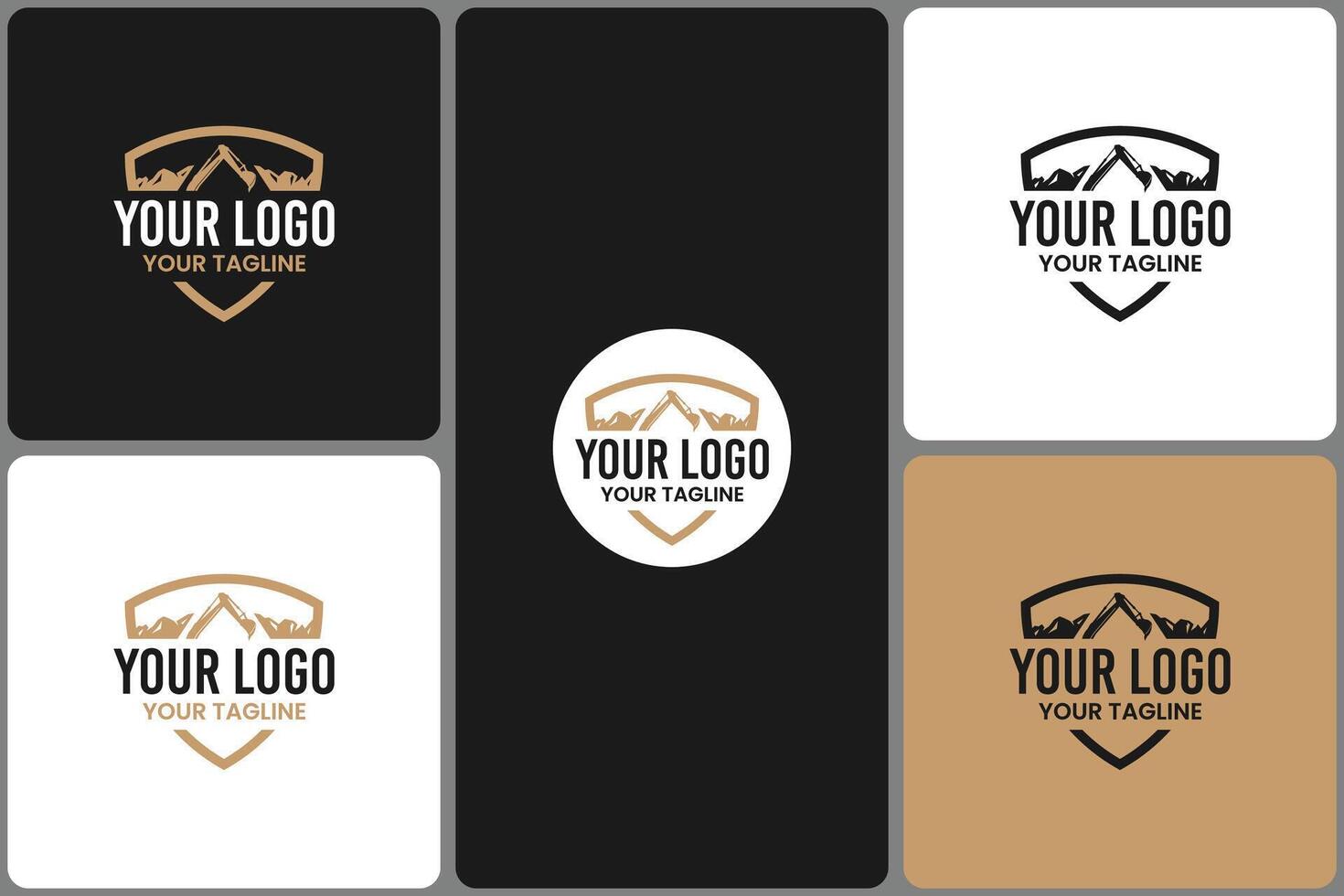 Excavator Logo Template for Construction Business vector