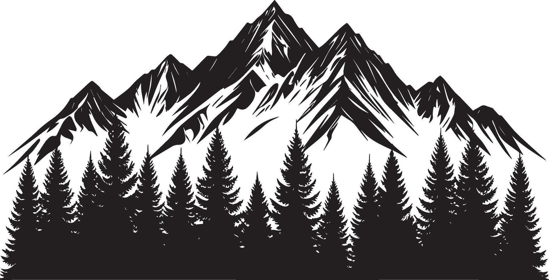 Mountain silhouette with trees and mountains vector