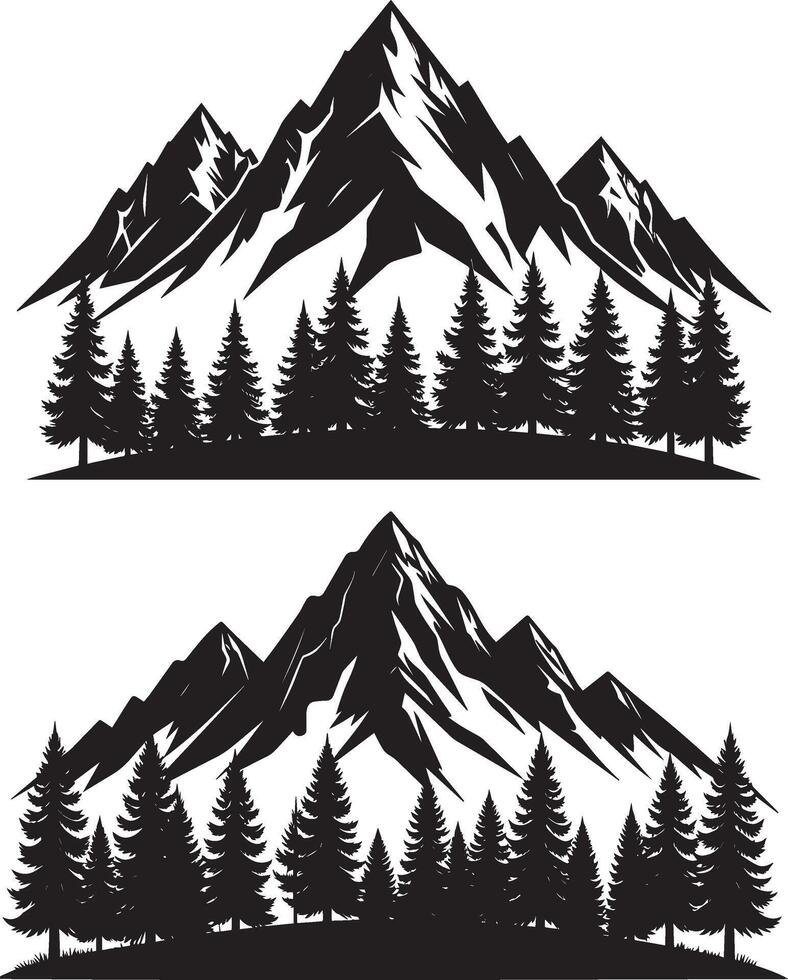 Mountain landscape with trees and mountains illustration 4 vector
