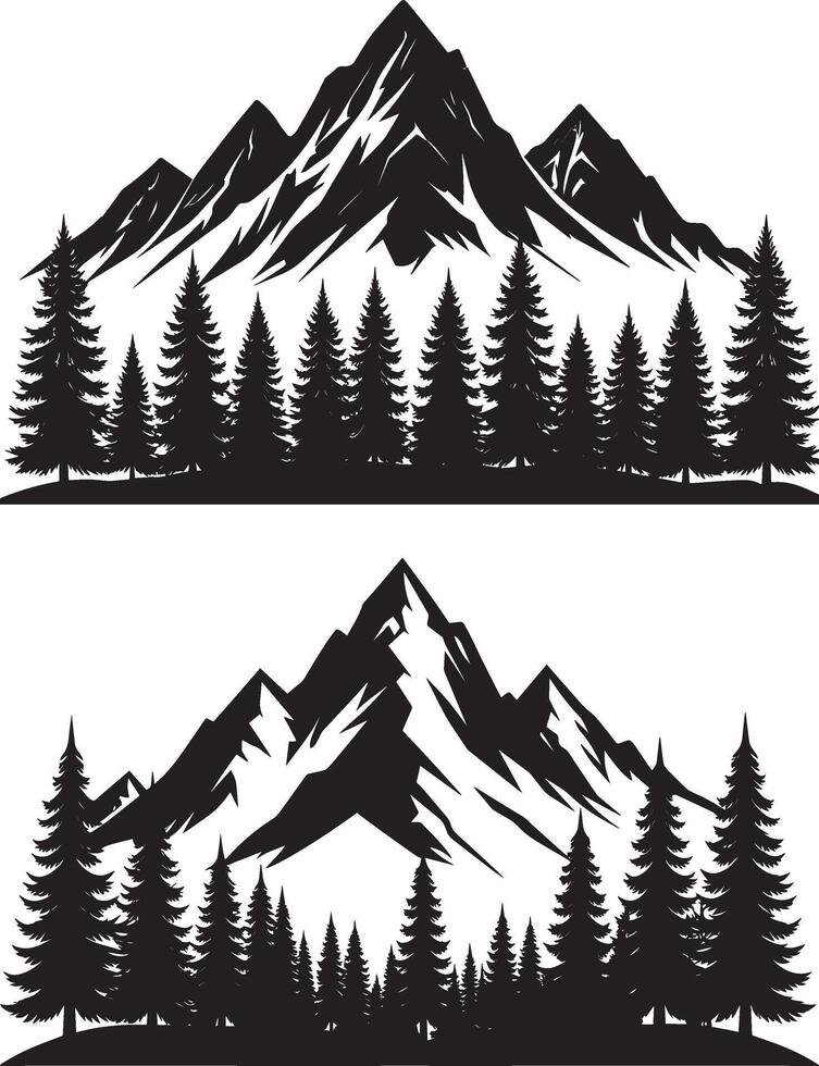 Mountain landscape with trees and mountains illustration 8 vector