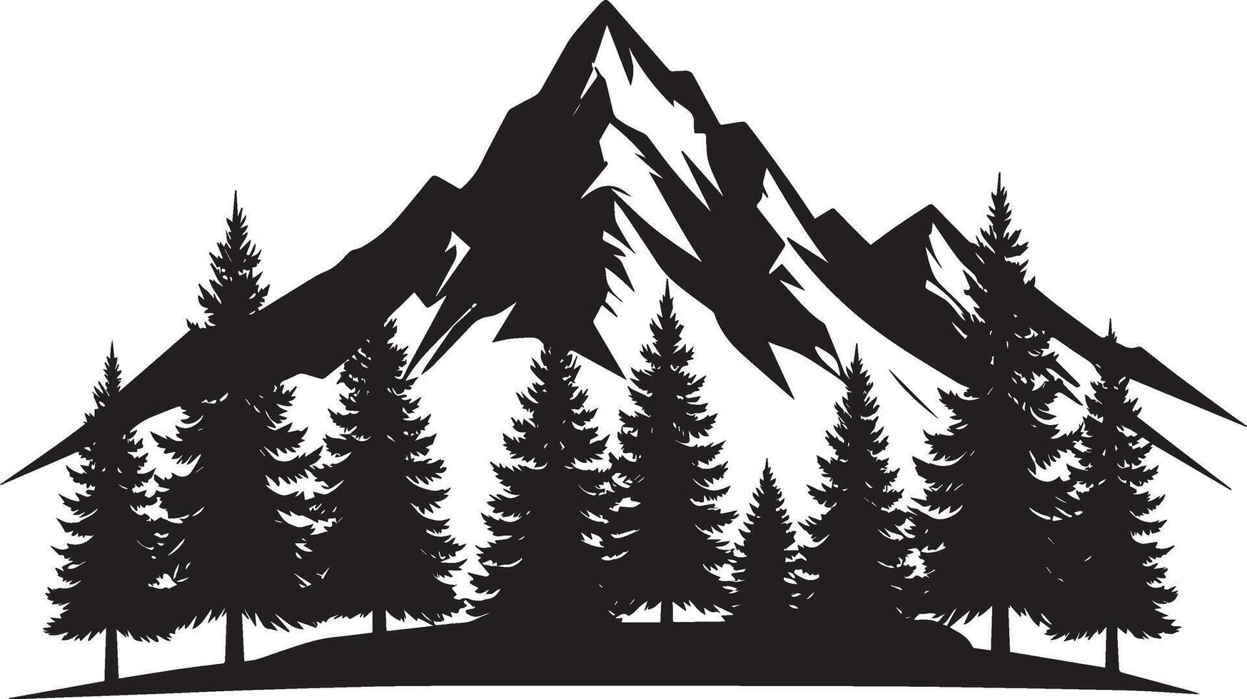 Mountain silhouette with trees and mountains 6 vector